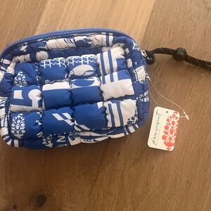 FP Movement by Free People Blue & White Quilted Cosmetic Wristlet Pouch